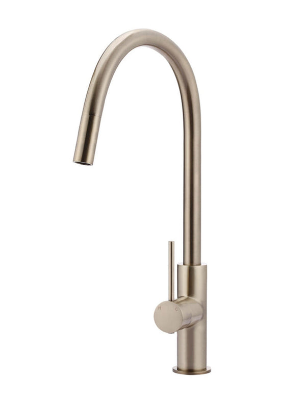Meir Round Piccola Pull Out Kitchen Mixer Tap Champagne