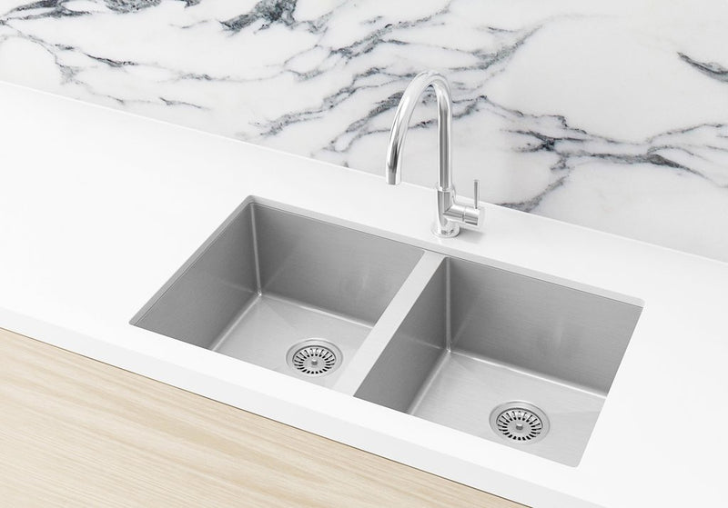 Meir Kitchen Sink Double Bowl 760mm x 440mm - Brushed Nickel
