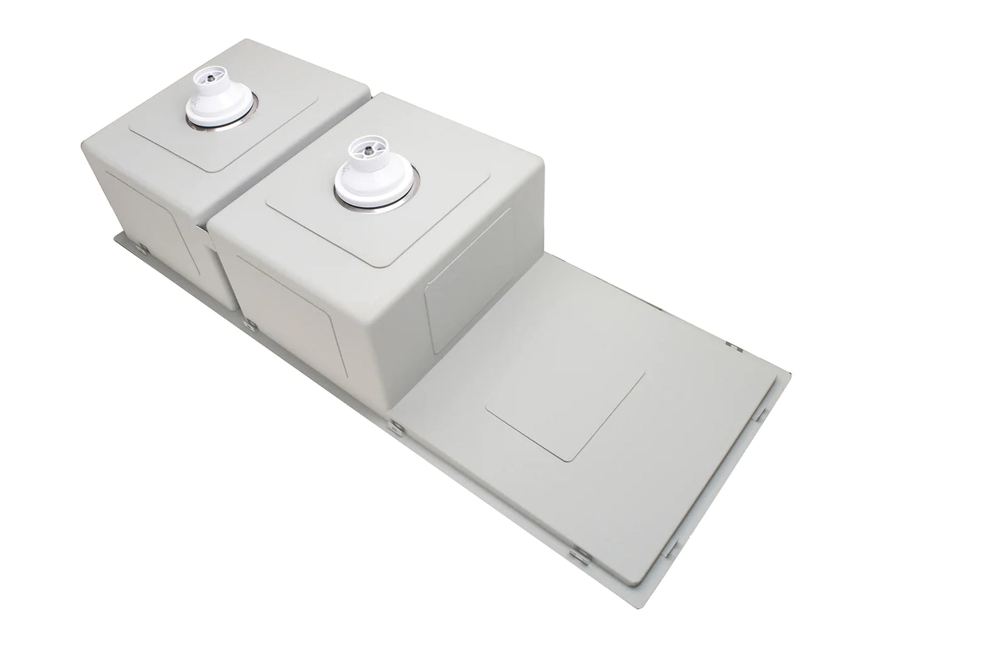 Meir Lavello Kitchen Sink - Double Bowl with Drainboard 1160mm x 440mm - Brushed Nickel