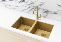 Meir 760mm Double Bowl PVD Kitchen Sink - Brushed Gold (Tiger Bronze)