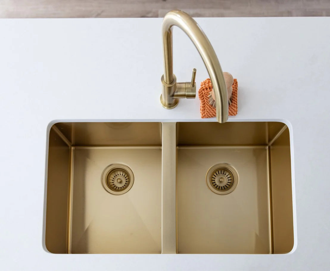 Meir Sink Strainer and Waste Plug Basket with Stopper - Gold