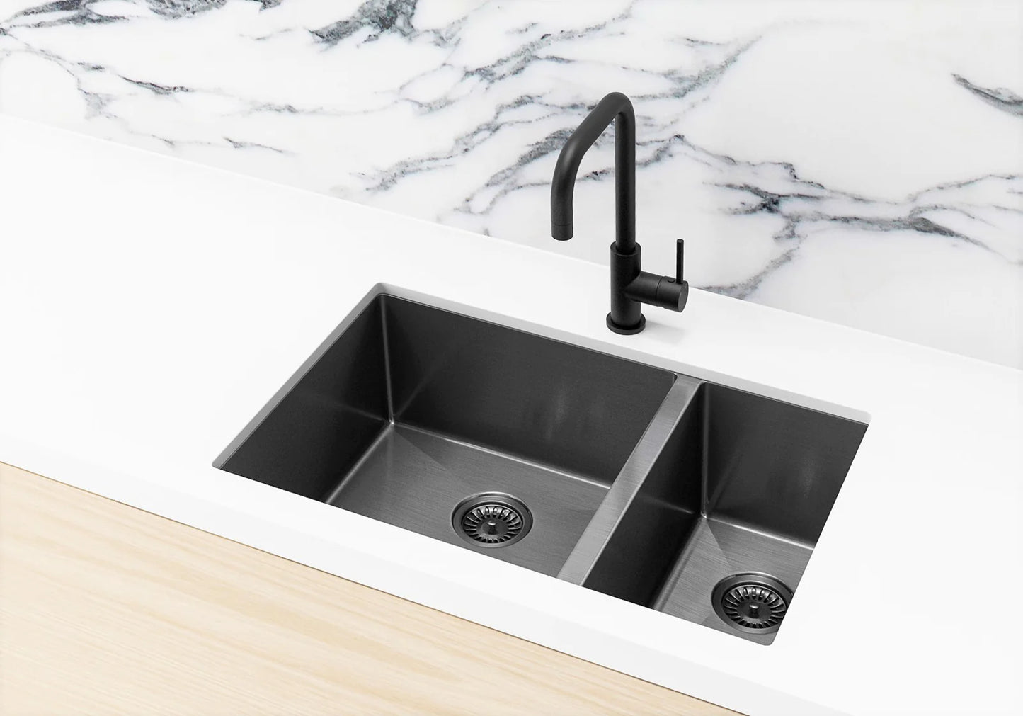 Meir 1.5 Bowl PVD Kitchen Sink 670mm - Gunmetal Black