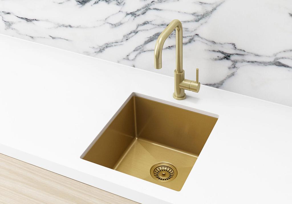 Meir Single Bowl PVD Kitchen Sink 380mm x 440mm - Brushed Bronze Gold