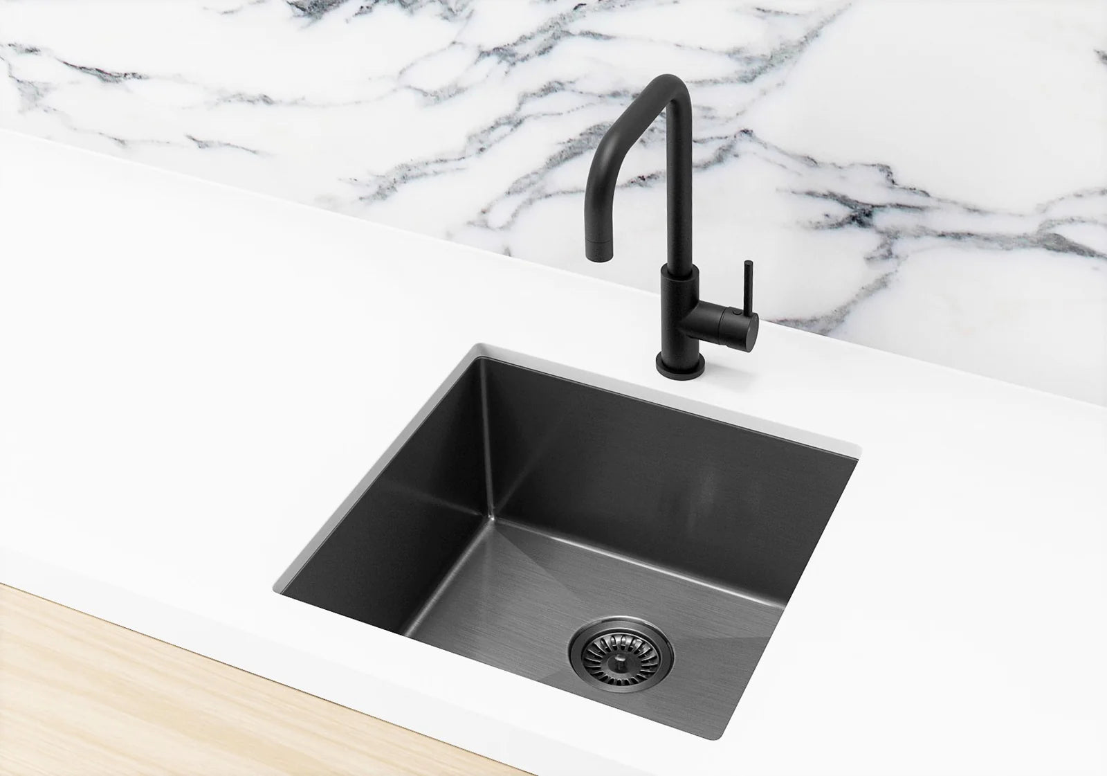Meir Single Bowl PVD Kitchen Sink 450mm x 450mm - Gunmetal Black