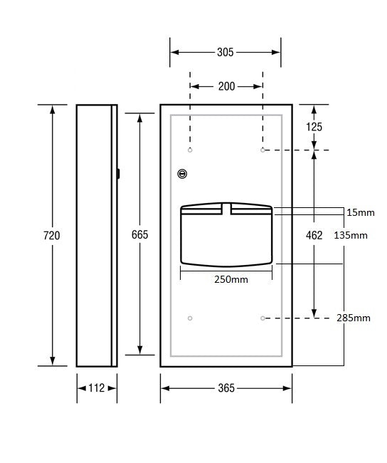 6.5l Metlam Paper Towel Dispenser & Waste Receptacle – Surface Mounted