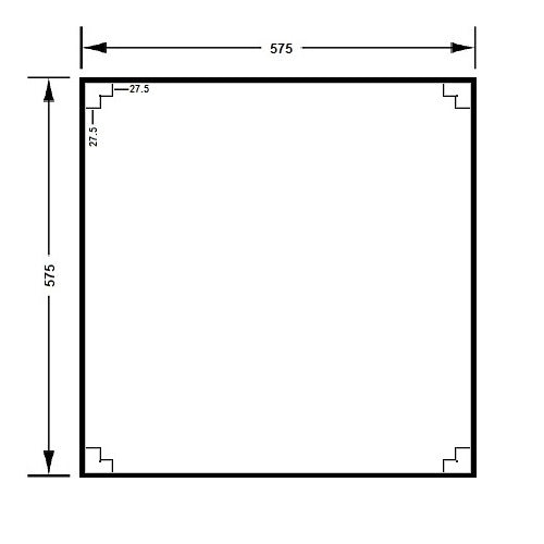 575mm W Metlam Anti-ligature Stainless Steel Polished Mirror