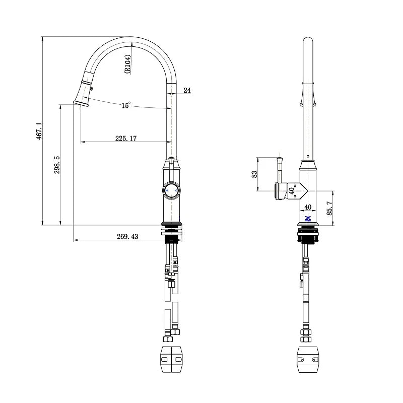 Modern National Montpellier Traditional Pull Out Kitchen Mixer Chrome