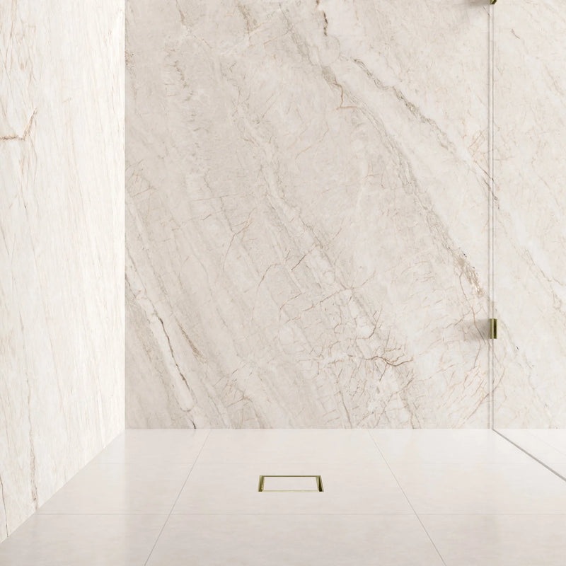 Meir Shower Waste with Tile Insert Tiger Bronze Brushed Gold