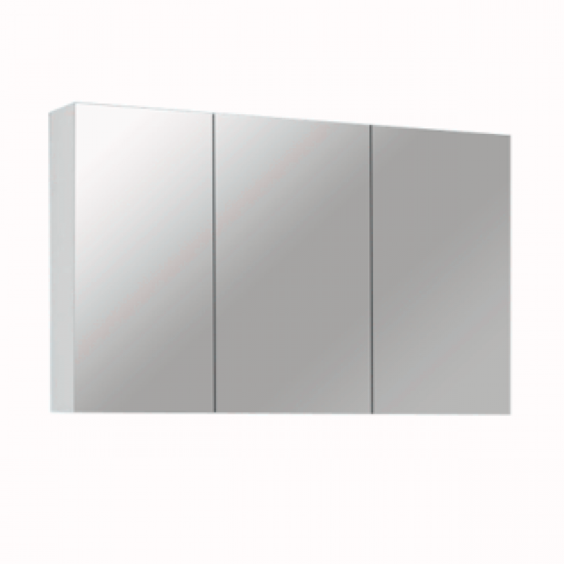 1200Lx720Hx150Dmm MDF Pencil Edge White Shaving Cabinet With Mirror Three Doors