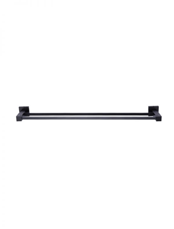 MEIR 600mm Square Double Matte Black Towel Rail (MR01)