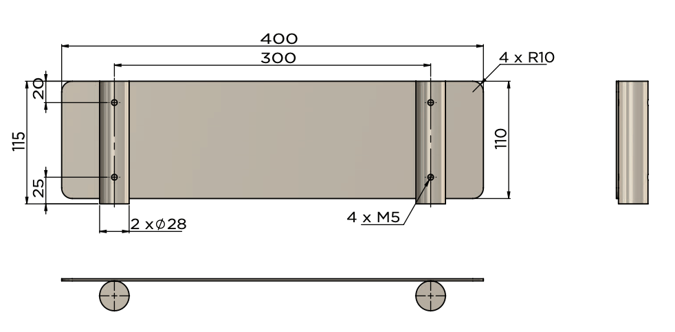 Meir Curvaé Shower Shelf 400mm Tiger Bronze