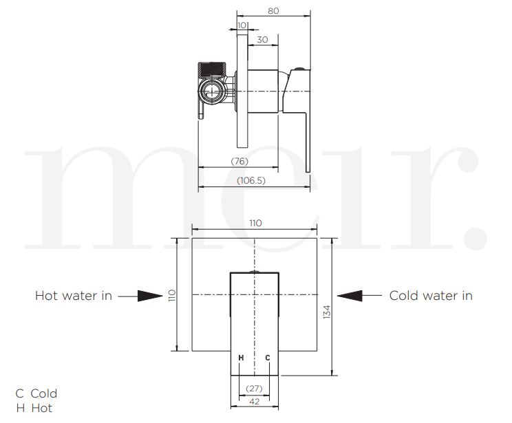 Meir Square Wall Mixer Matte Black