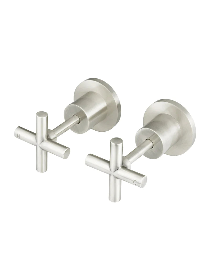 Meir Round Cross Jumper Valve Wall Top Assemblies Brushed Nickel