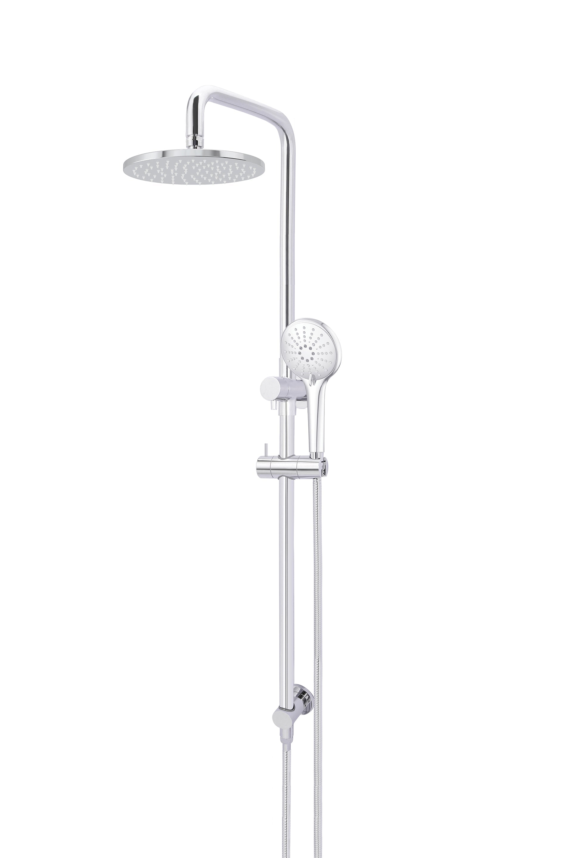 Meir Round Combination Shower Rail, 200mm Rose, Three-Function Hand Shower - Polished Chrome — image 1