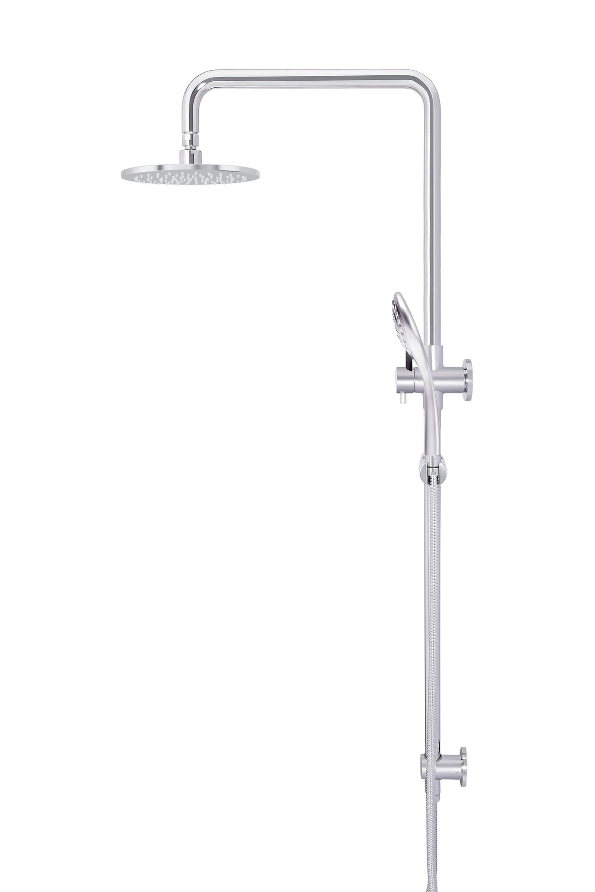 Meir Round Combination Shower Rail, 200mm Rose, Three-Function Hand Shower - Polished Chrome — image 3