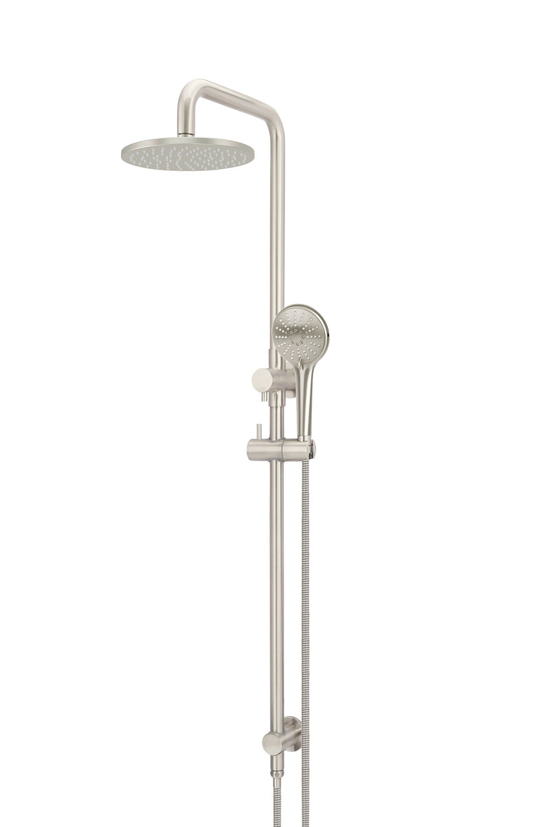 Meir Round Combination Shower Rail 200mm Rose, Three Function Hand Shower - PVD Brushed Nickel — image 1