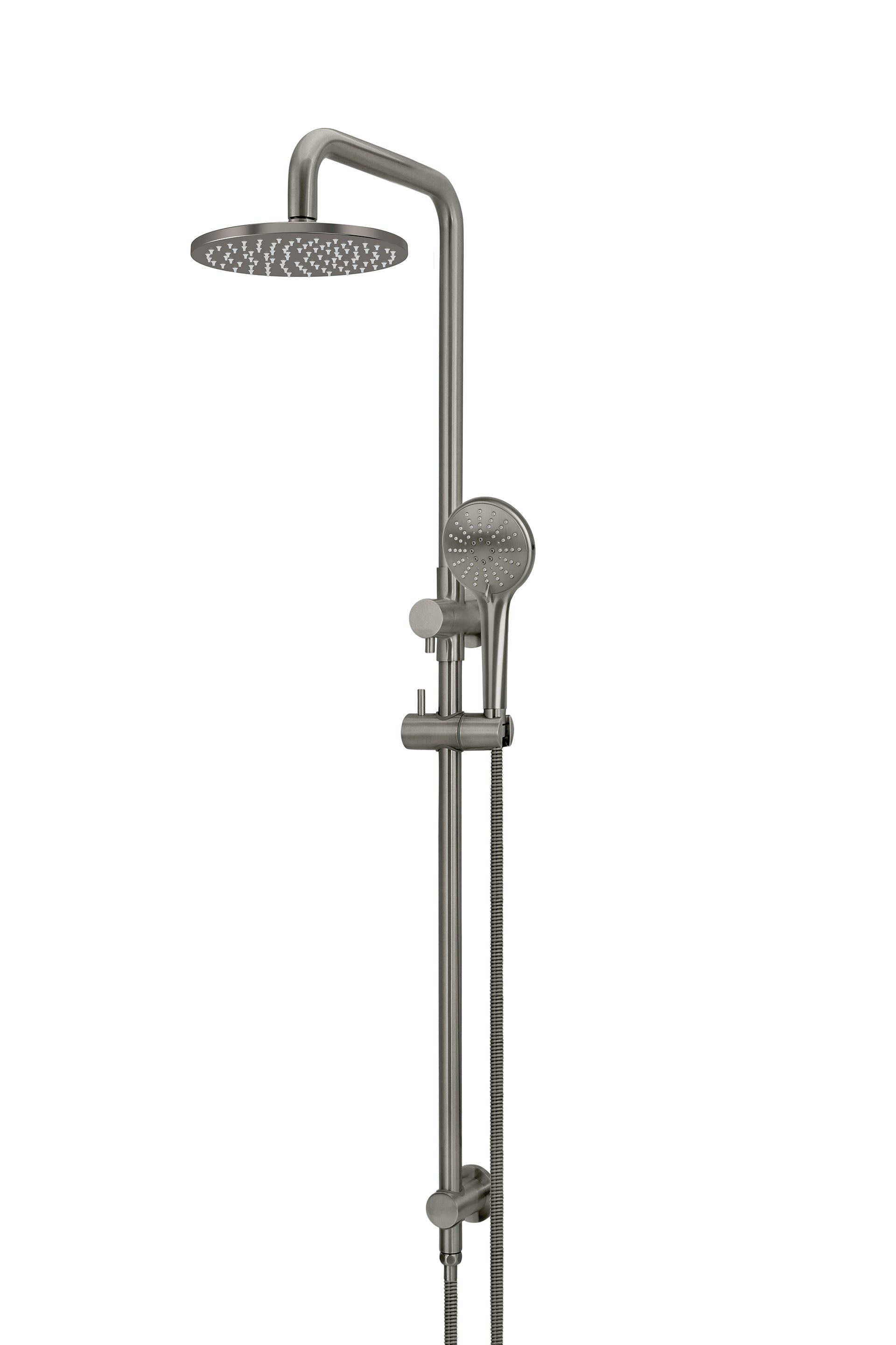 Meir Round Combination Shower Rail 200mm Rose, Three Function Hand Shower - Shadow Gunmetal — image 1