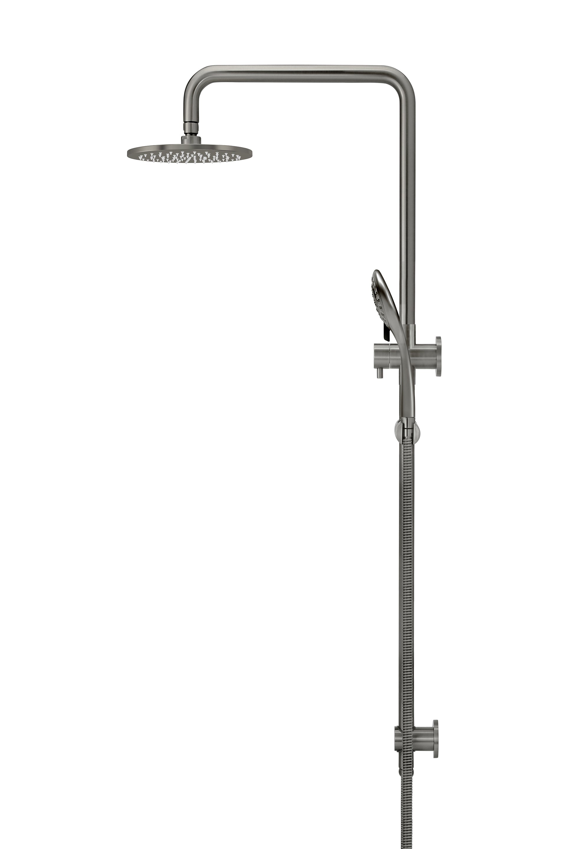 Meir Round Combination Shower Rail 200mm Rose, Three Function Hand Shower - Shadow Gunmetal — image 3