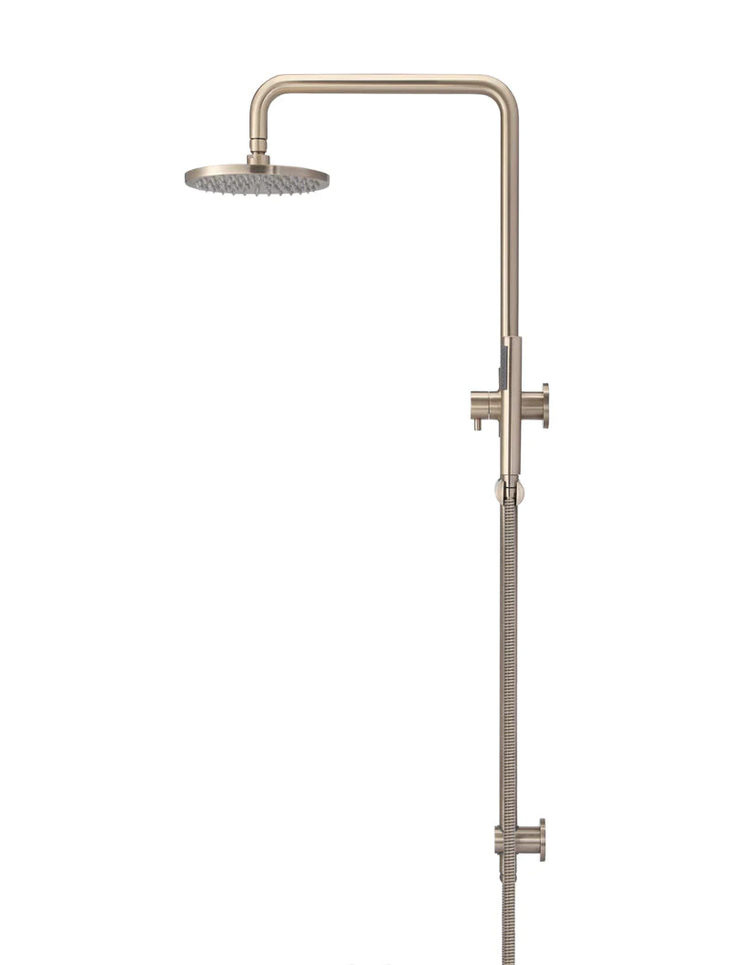 Meir 2 in 1 Twin Round Combination Shower Rail 200mm Rose & Hand Shower Champagne