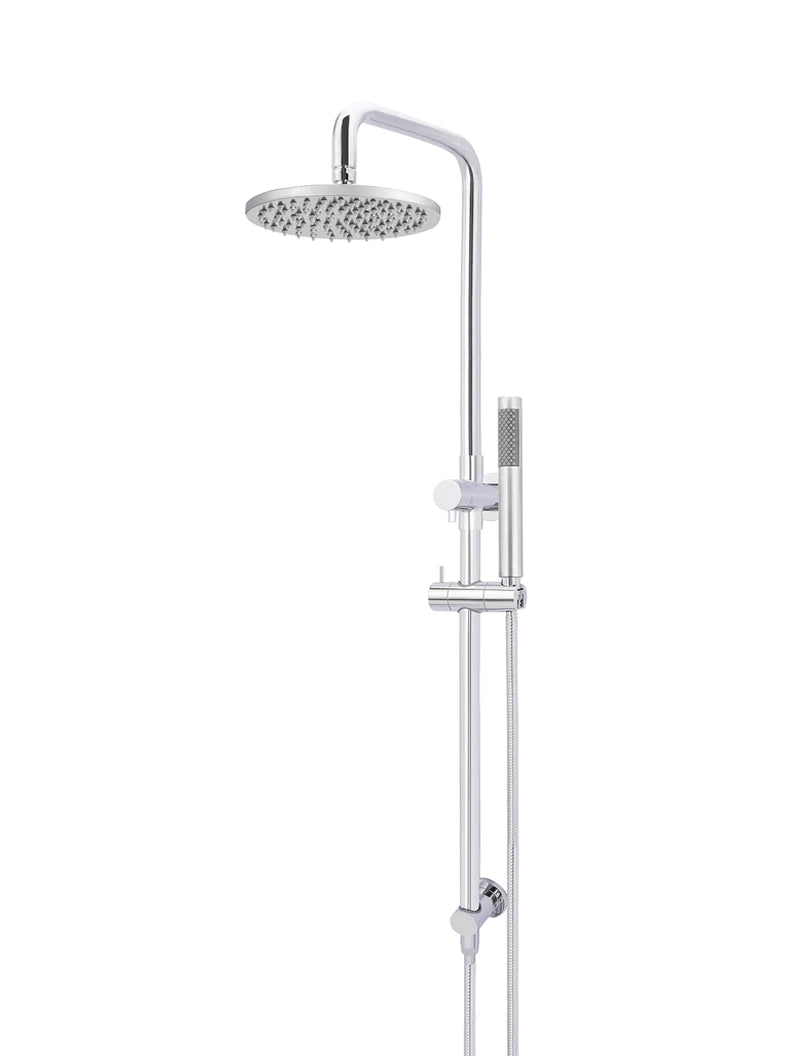 Meir 2 in 1 Twin Round Combination Shower Rail 200mm Rose & Single Function Hand Shower Chrome