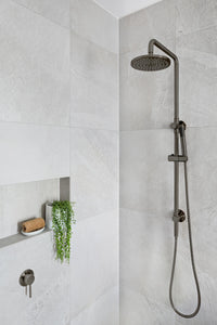 Meir 2-in-1 Twin Round Combination Shower Rail 200mm Rose & Hand Shower - Gunmetal (Shadow)