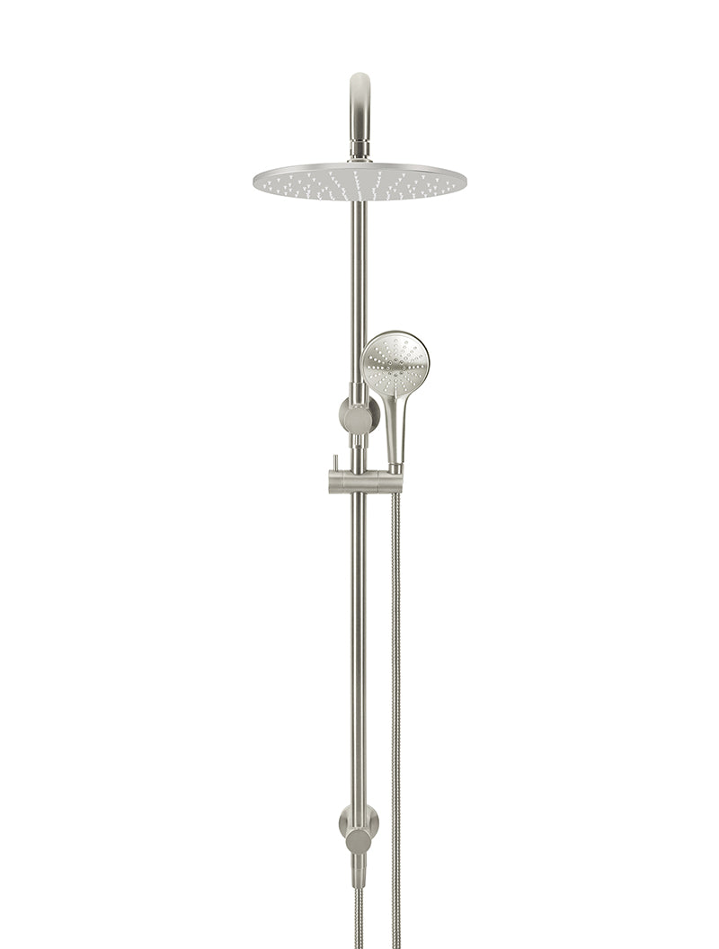 Meir Round Combination Shower Rail 300mm Rose, Three Function Hand Shower - PVD Brushed Nickel — image 2