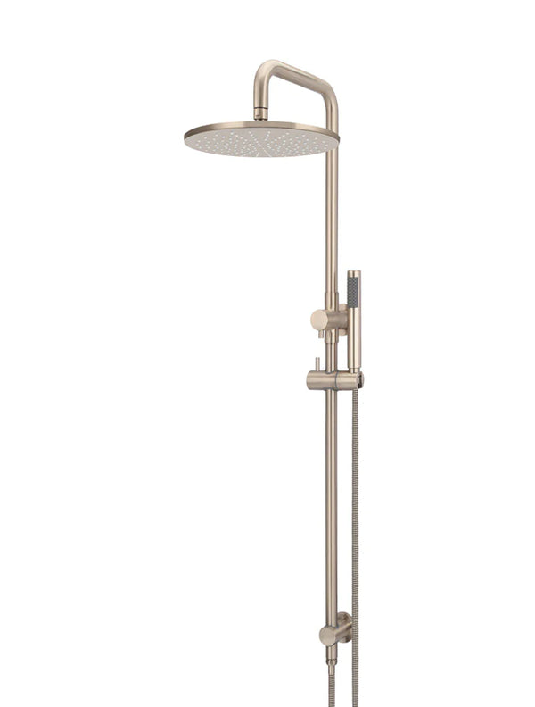 Meir 2 in 1 Twin Round Combination Shower Rail 300mm Rose & Hand Shower Champagne