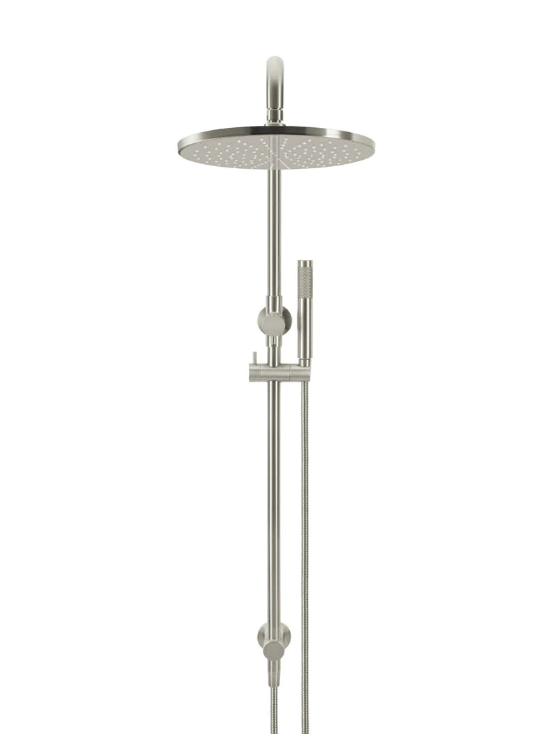 Meir 2 in 1 Twin Round Combination Shower Rail 300mm Rose & Hand Shower - Brushed Nickel