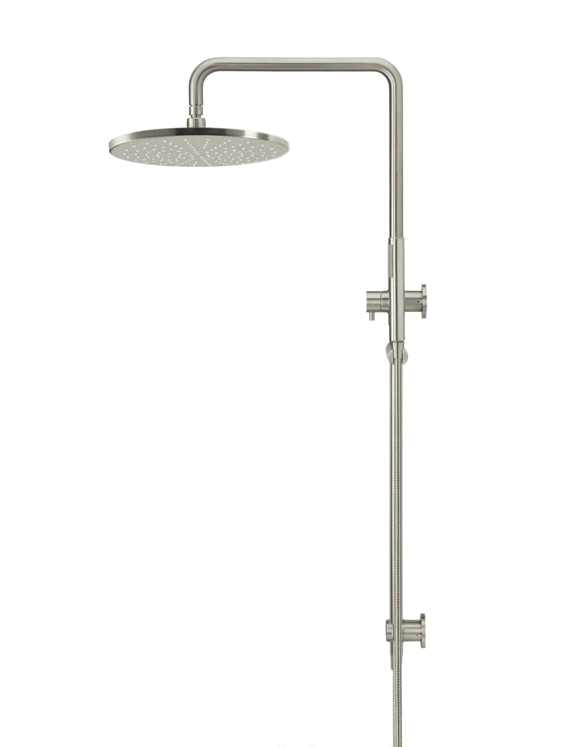Meir 2 in 1 Twin Round Combination Shower Rail 300mm Rose & Hand Shower - Brushed Nickel