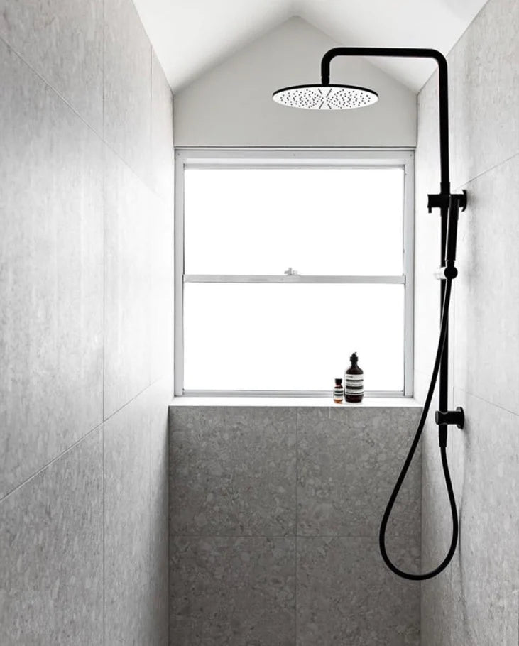 Meir 2 in 1 Twin Round Combination Shower Rail 300mm Rose and Hand Shower - Matte Black