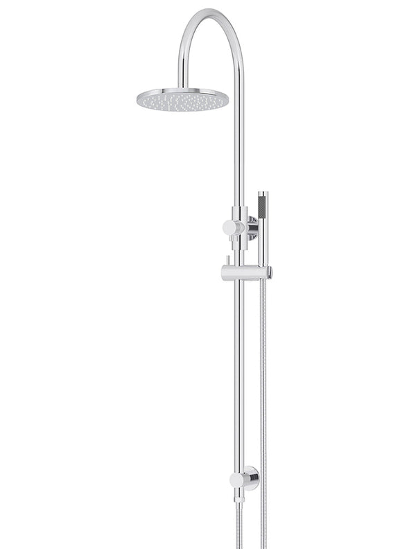 Meir Round Gooseneck Shower Set with 200mm Rose, Single-Function Hand Shower Polished Chrome