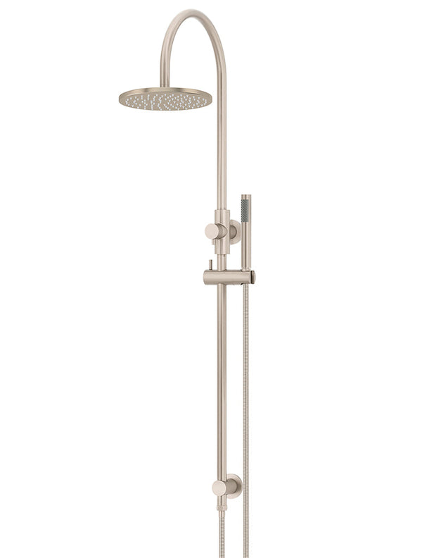 Meir Round Gooseneck Shower Set with 200mm Rose, Single-Function Hand Shower Champagne