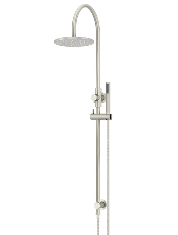 Meir Round Gooseneck Shower Set with 200mm Rose, Single-Function Hand Shower Brushed Nickel