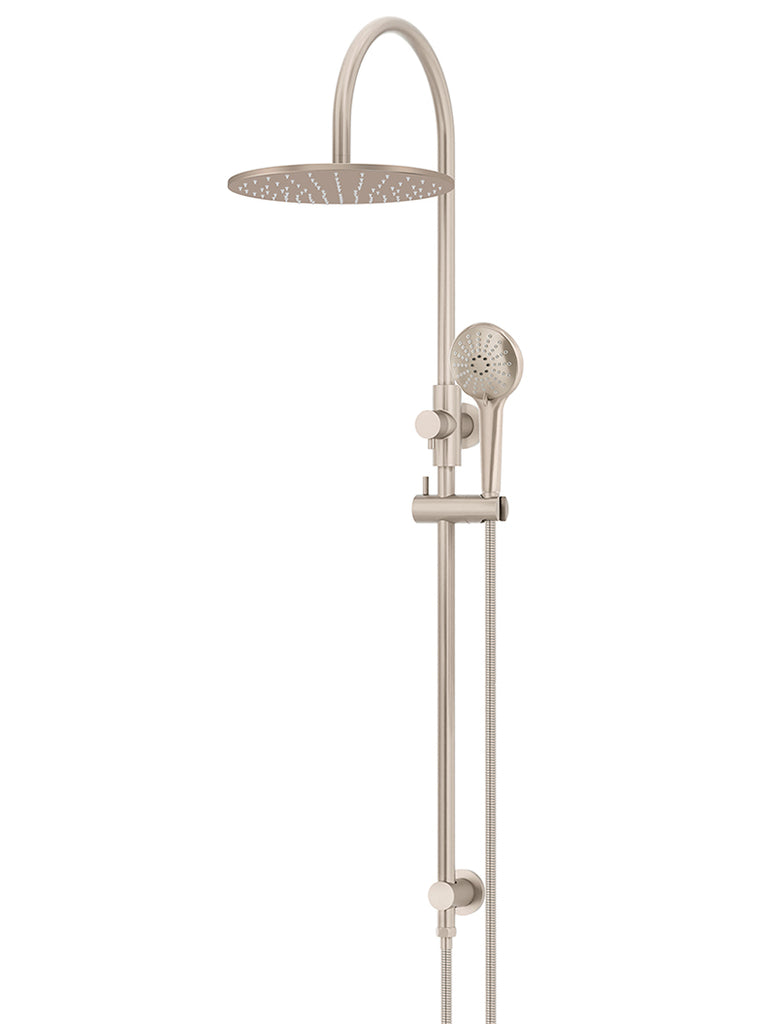 Meir Round Gooseneck Shower Set with 300mm Rose, Three-Function Hand Shower Champagne