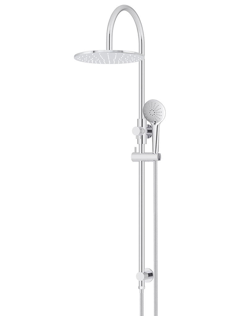 Meir Round Gooseneck Shower Set with 300mm Rose, Three-Function Hand Shower Polished Chrome