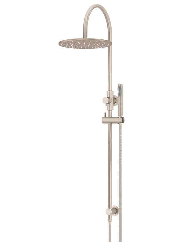 Meir Round Gooseneck Shower Set with 300mm Rose, Single-Function Hand Shower Champagne