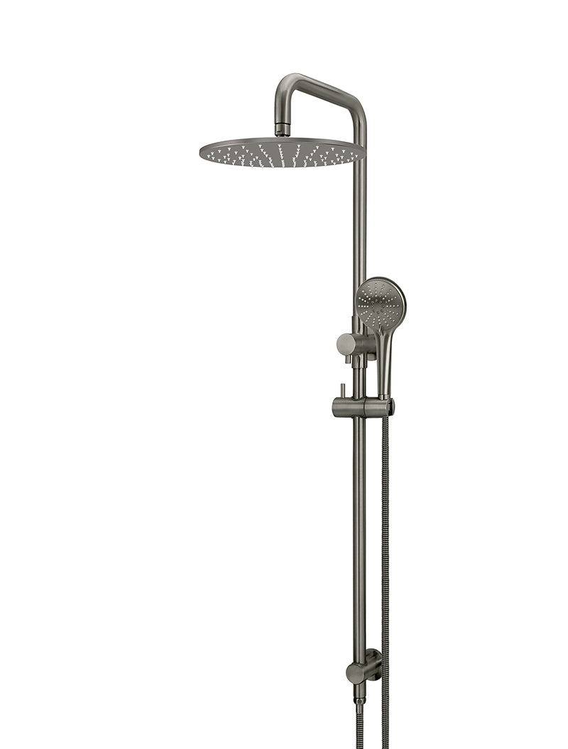 Meir Round Combination Shower Rail 300mm Rose, Three Function Hand Shower - Shadow Gunmetal — image 1