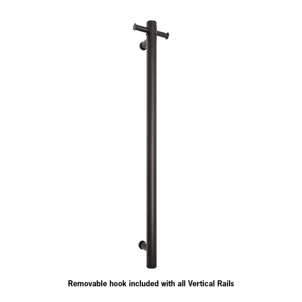 VS900HB Matt Black Round Vertical Single Heated Rail
