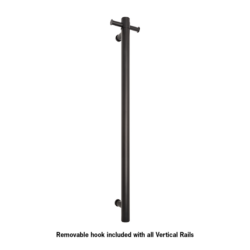 VS900HB Matt Black Round Vertical Single Heated Rail