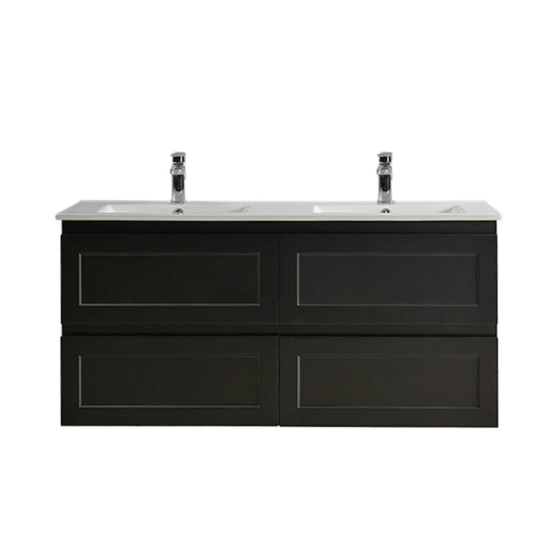 Matte Black Fremantle 1200 Four Drawers Wall Hung Vanity
