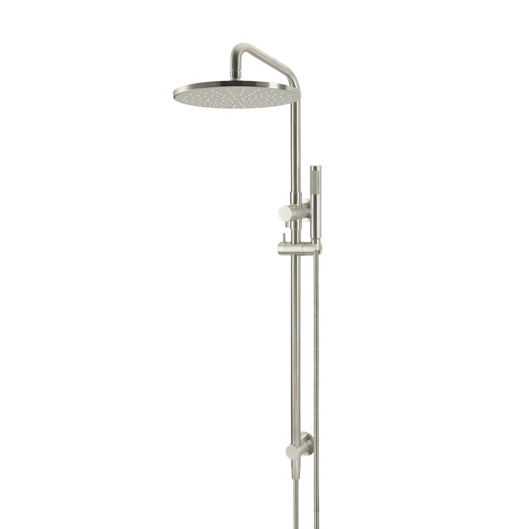 Meir 2 in 1 Twin Round Combination Shower Rail 300mm Rose & Hand Shower - Brushed Nickel