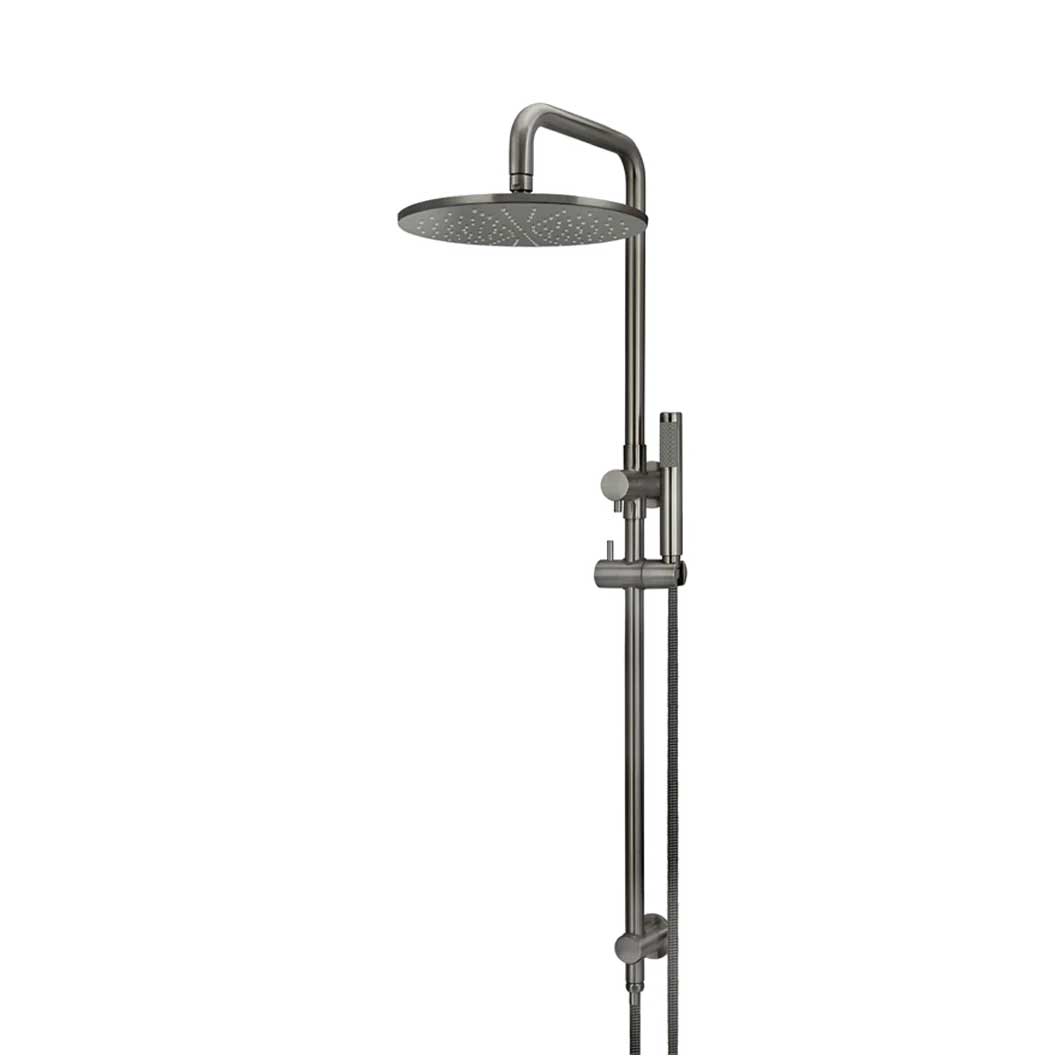 Meir 2 in 1 Twin Round Combination Shower Rail 300mm Rose and Hand Shower - Shadow