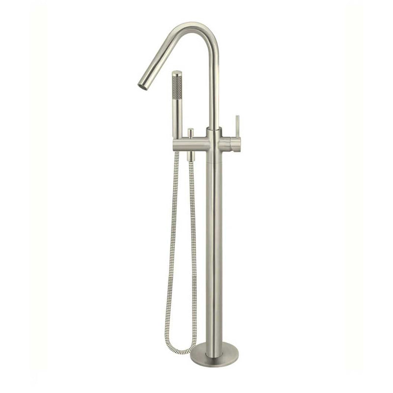 Meir Freestanding Round Bath Mixer and Hand Spray PVD Brushed Nickel