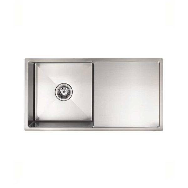 Meir Lavello Kitchen Sink - Single Bowl & Drainboard 840 x 440 - Brushed Nickel