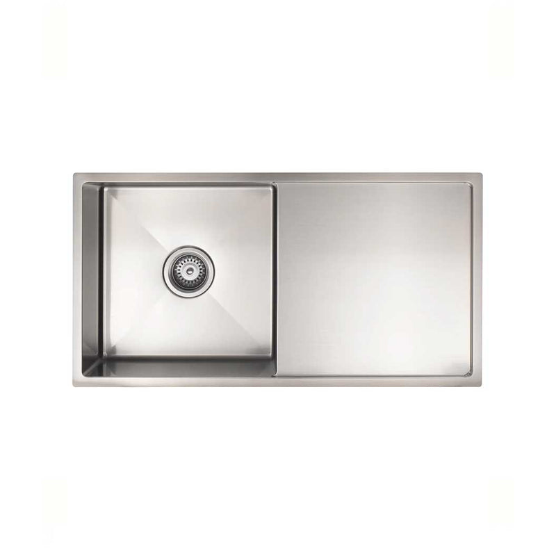 Meir Lavello Kitchen Sink - Single Bowl & Drainboard 840 x 440 - Brushed Nickel