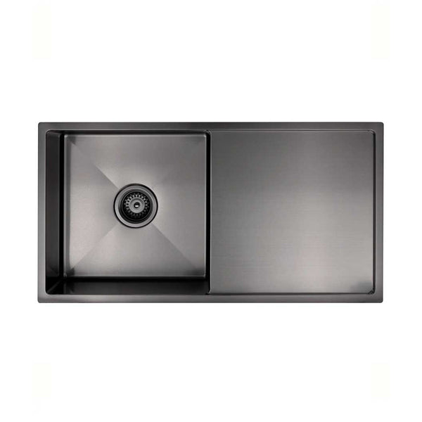 Meir Lavello Kitchen Sink - Single Bowl & Drainboard 840 x 440 - Gunmetal Black
