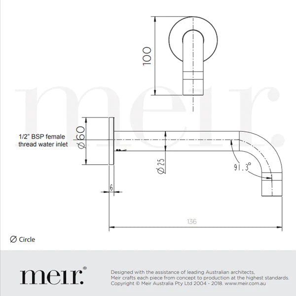 Meir Round Curved Spout 130mm Brushed Nickel