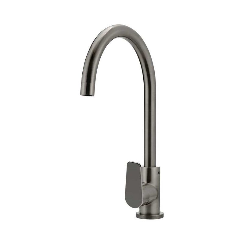 Meir Round Gooseneck Kitchen Mixer Tap with Paddle Handle Shadow