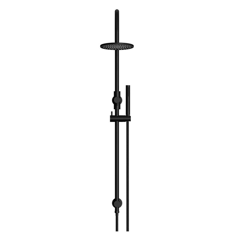 Meir Round Gooseneck Shower Set with 200mm Rose, Single-Function Hand Shower Matte Black