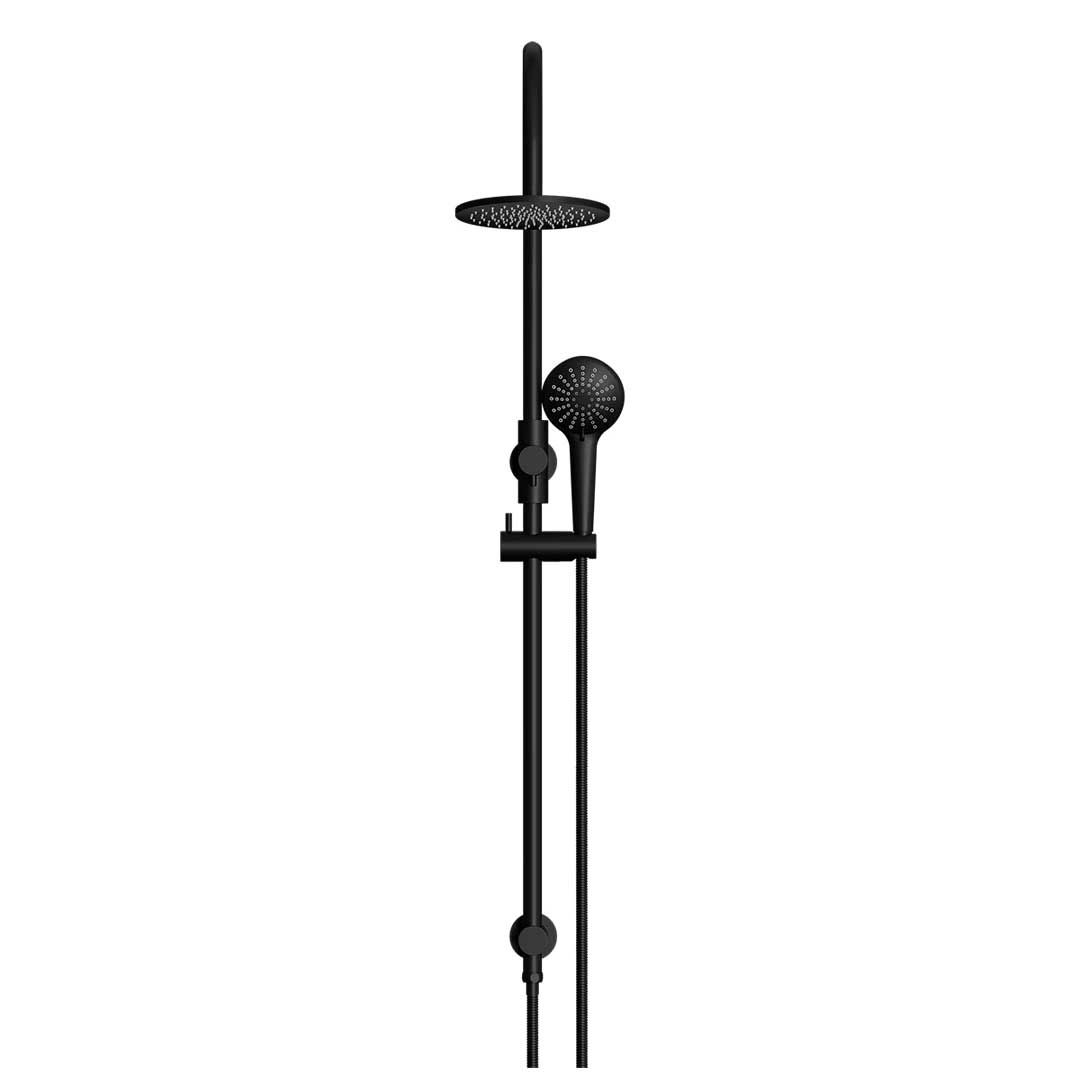 Meir Round Gooseneck Shower Set with 200mm Rose, Three-Function Hand Shower Matte Black